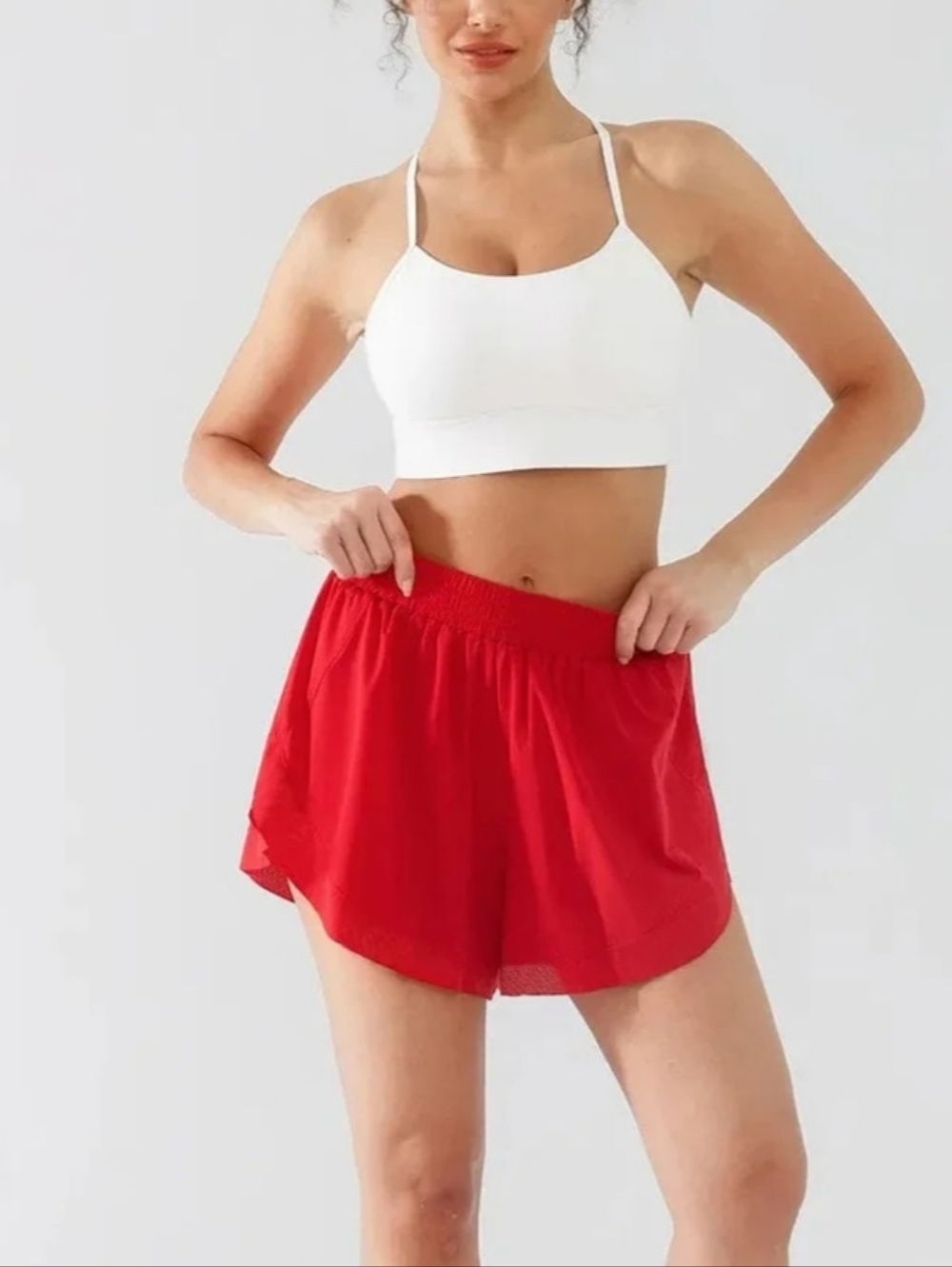 Brxl Court High Waisted Side Pockets Butterfly Split Running Shorts